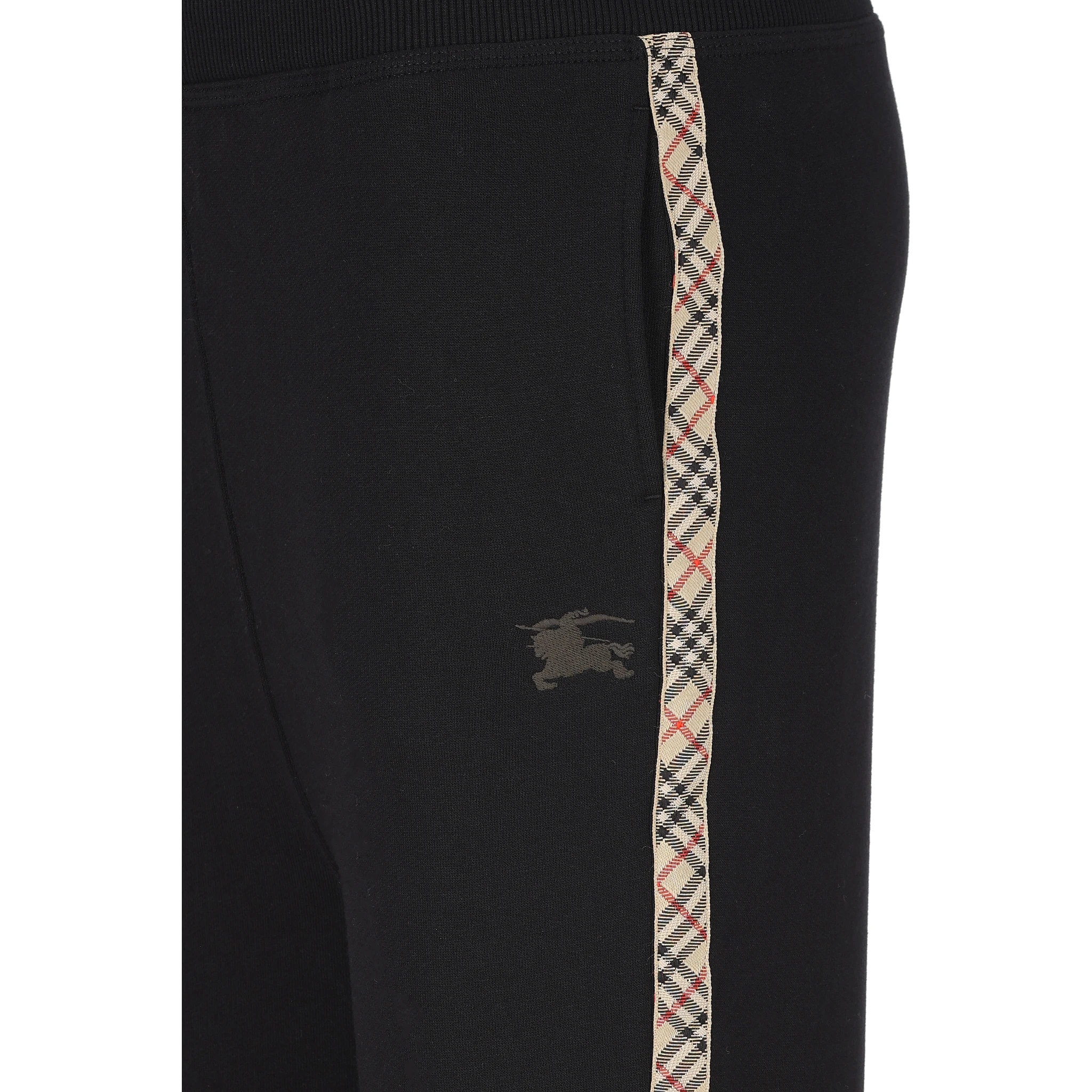 Kids' Jackson Check Trim Cotton Jogging Pants In Black