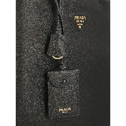 Large black leather shopping bag