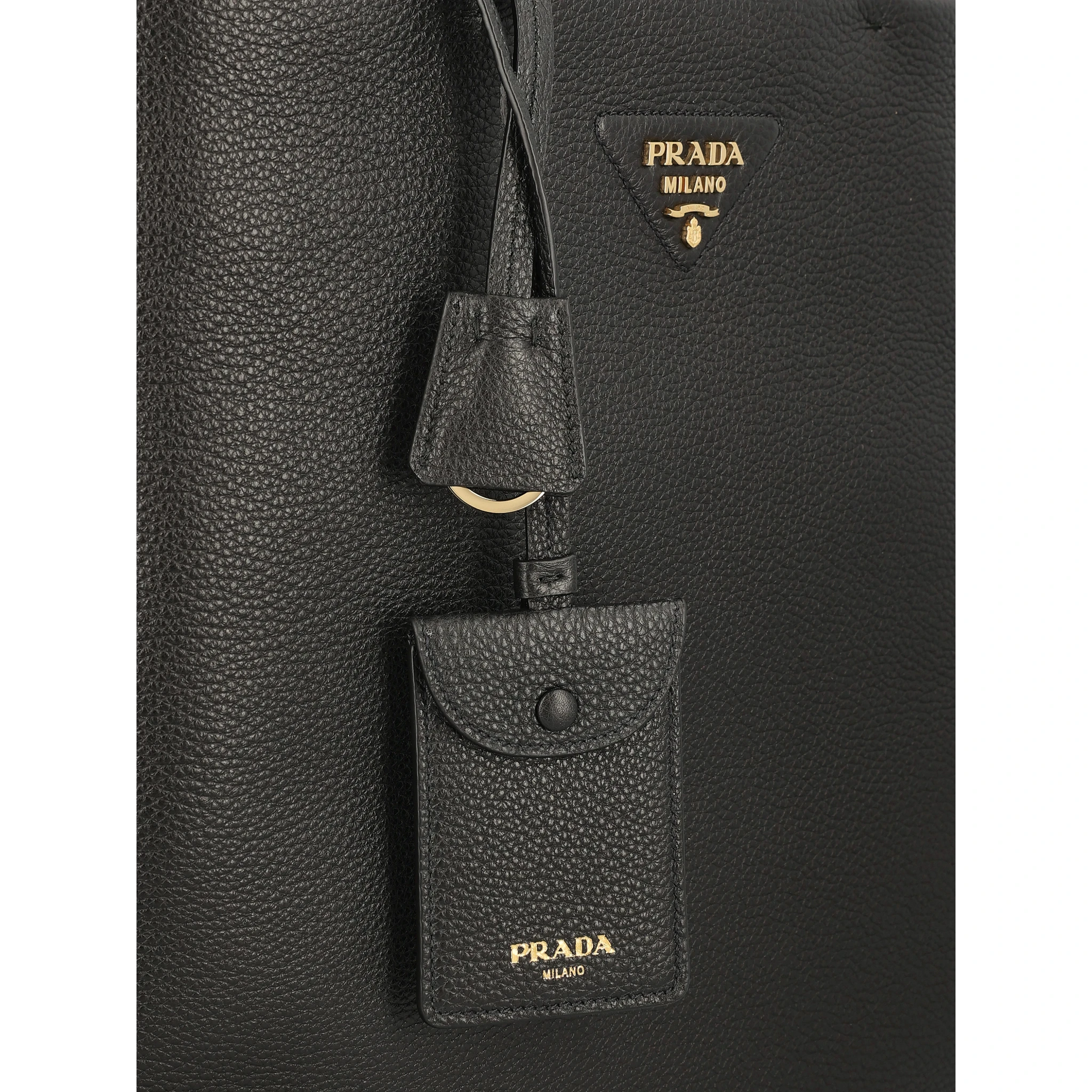 Large black leather shopping bag