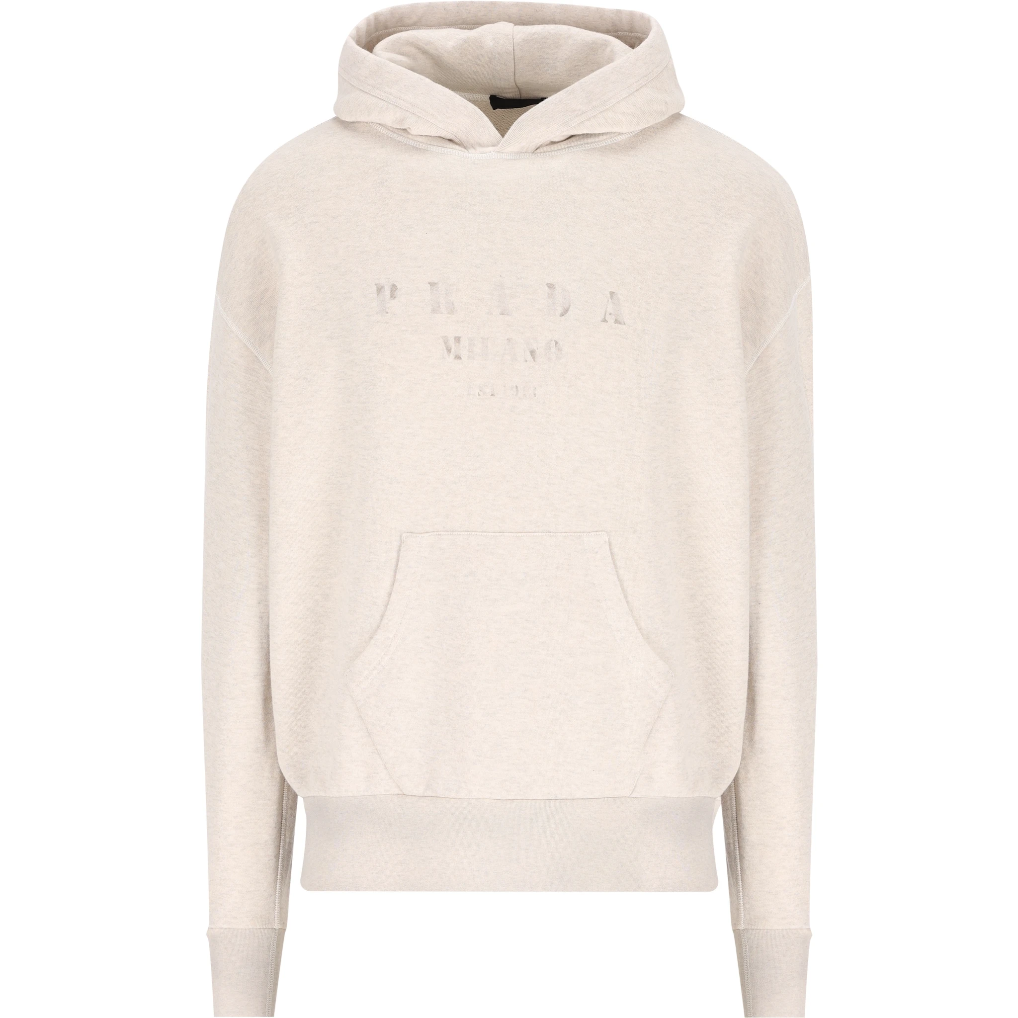 Logo-embroidered Cotton Hoodie In Beige