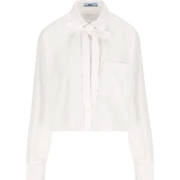 Bow-collar patch-pocket shirt