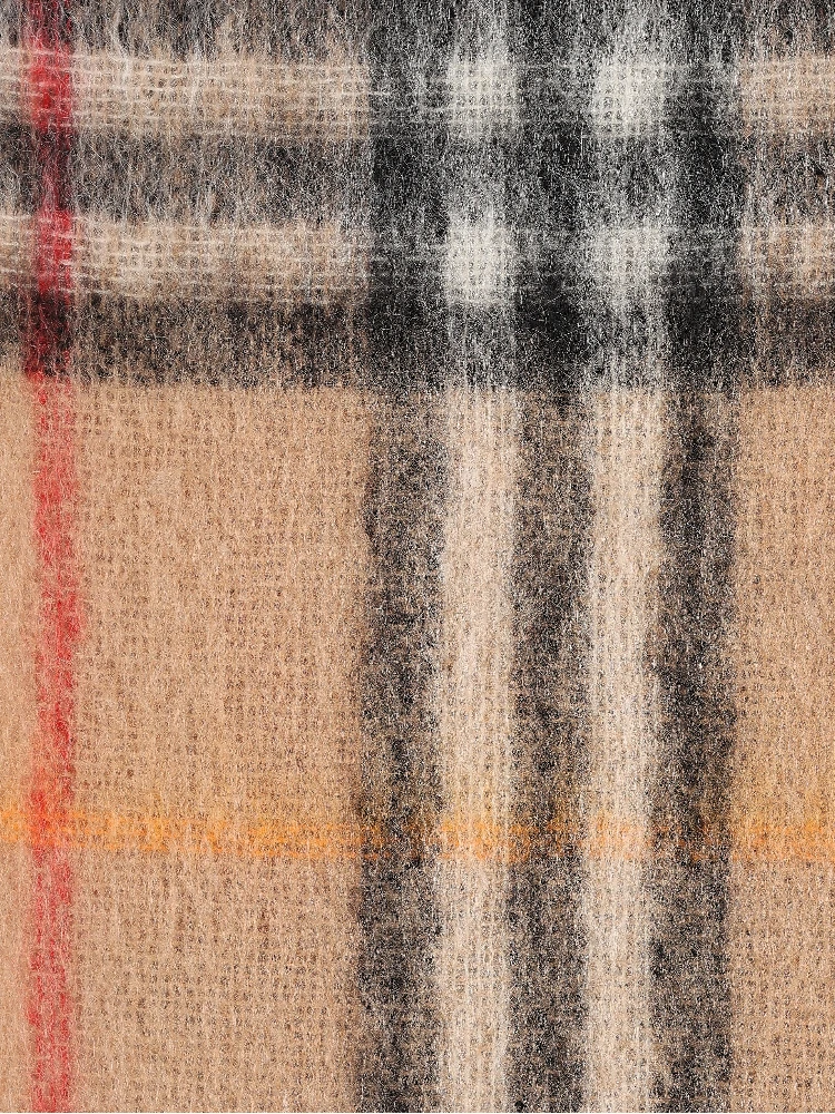 Checkered fringed cashmere scarf alternative