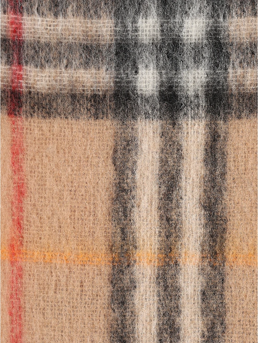 Checkered fringed cashmere scarf