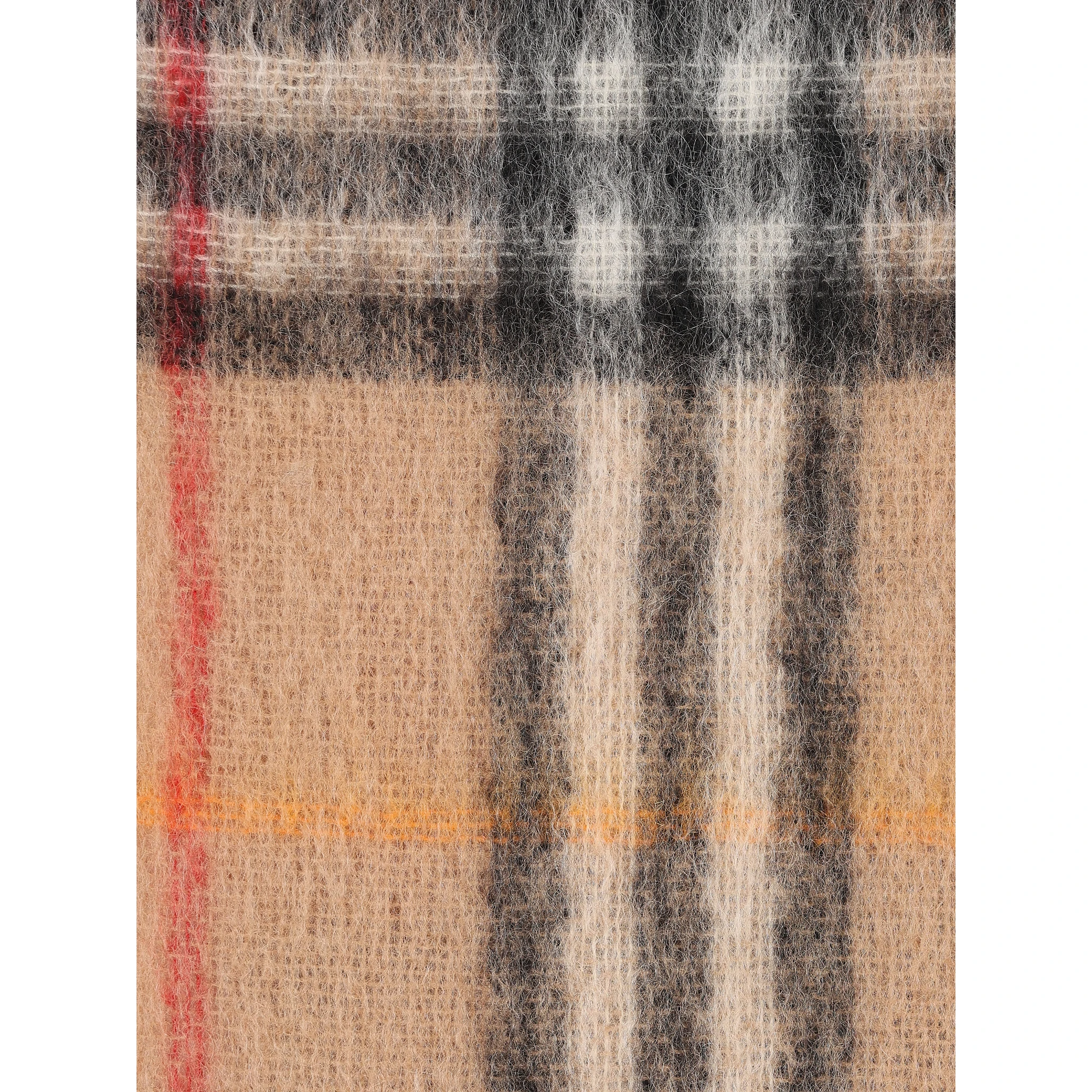 Checkered fringed cashmere scarf