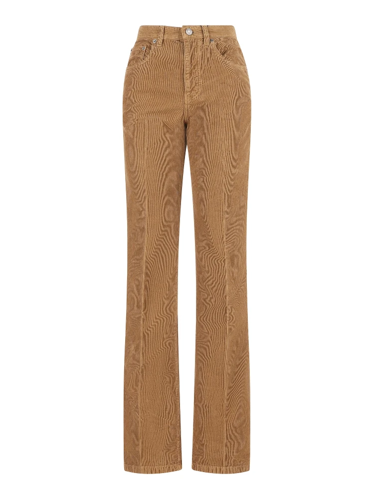 Pleat-detail corduroy trousers
