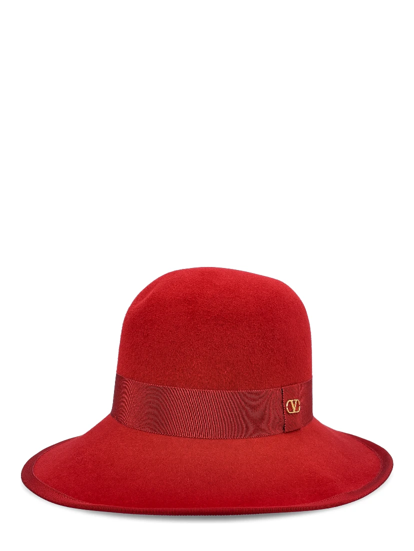 Vlogo Signature Large Brim Hat In Lapin Fabric In Red
