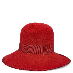 Vlogo Signature Large Brim Hat In Lapin Fabric In Red