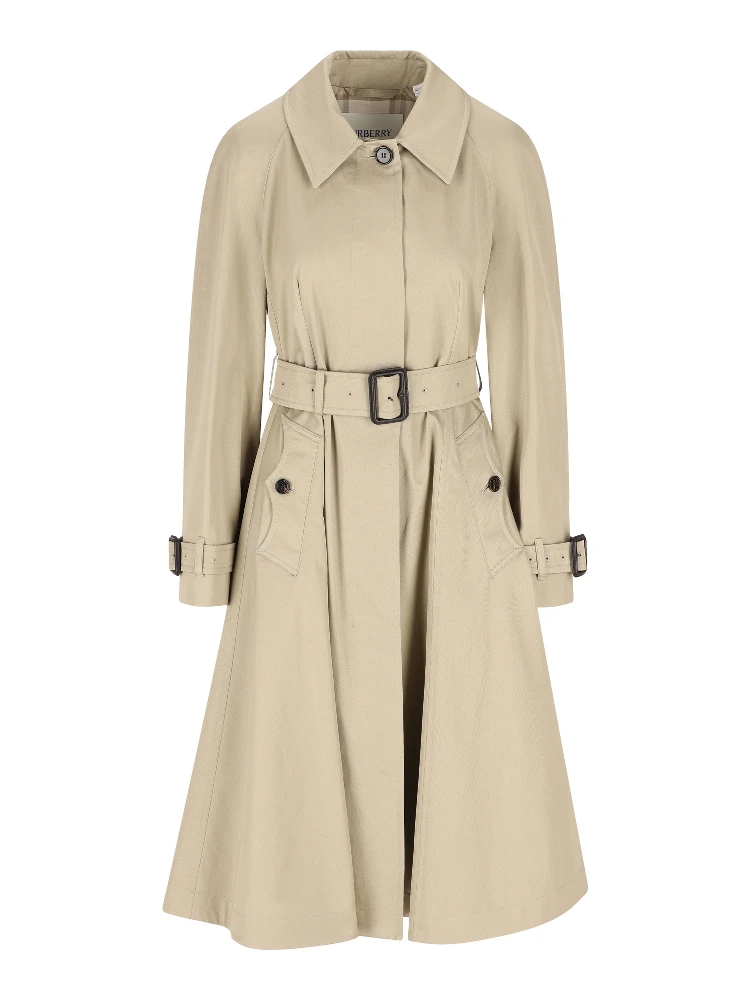 Belted gabardine car coat