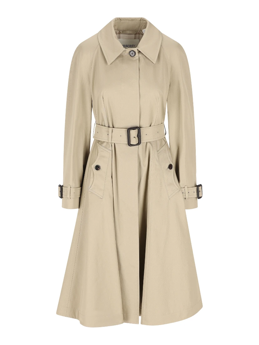 Belted gabardine car coat