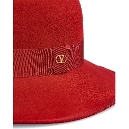 Vlogo Signature Large Brim Hat In Lapin Fabric In Red