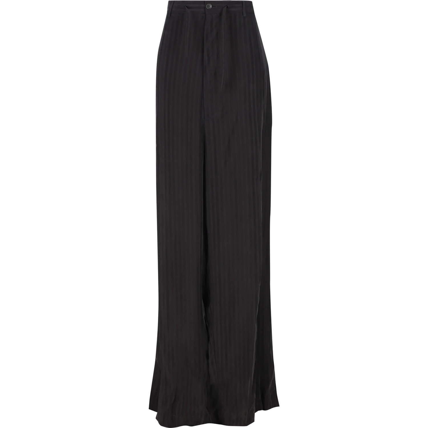 Striped Satin-jacquard Wide-leg Pants In Black