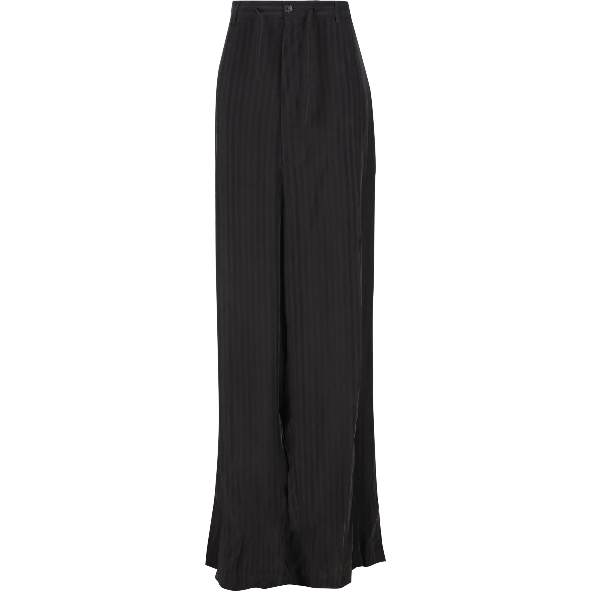 Striped Satin-jacquard Wide-leg Pants In Black