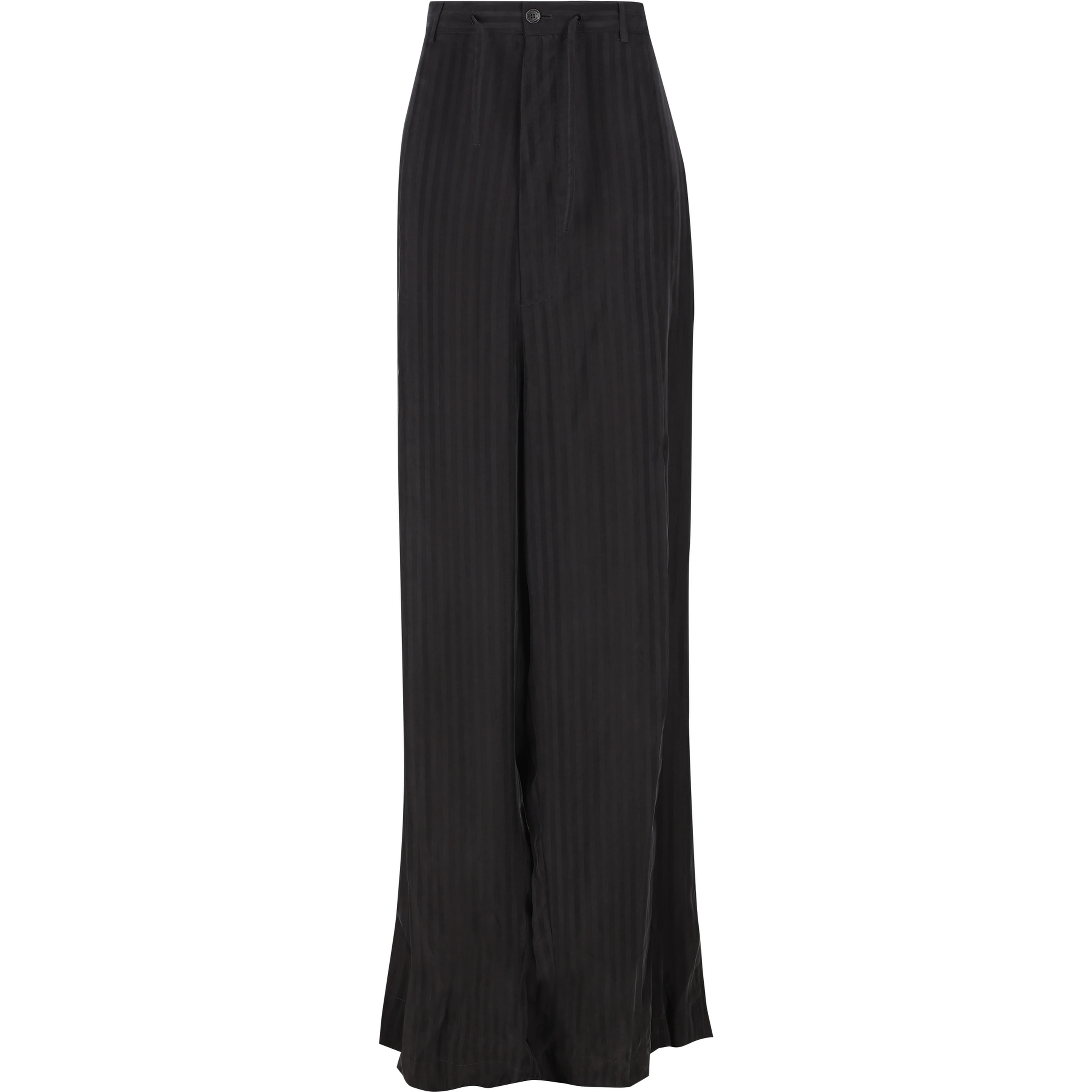 Striped Satin-jacquard Wide-leg Pants In Black
