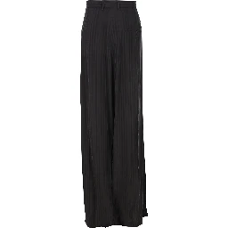 Striped Satin-jacquard Wide-leg Pants In Black