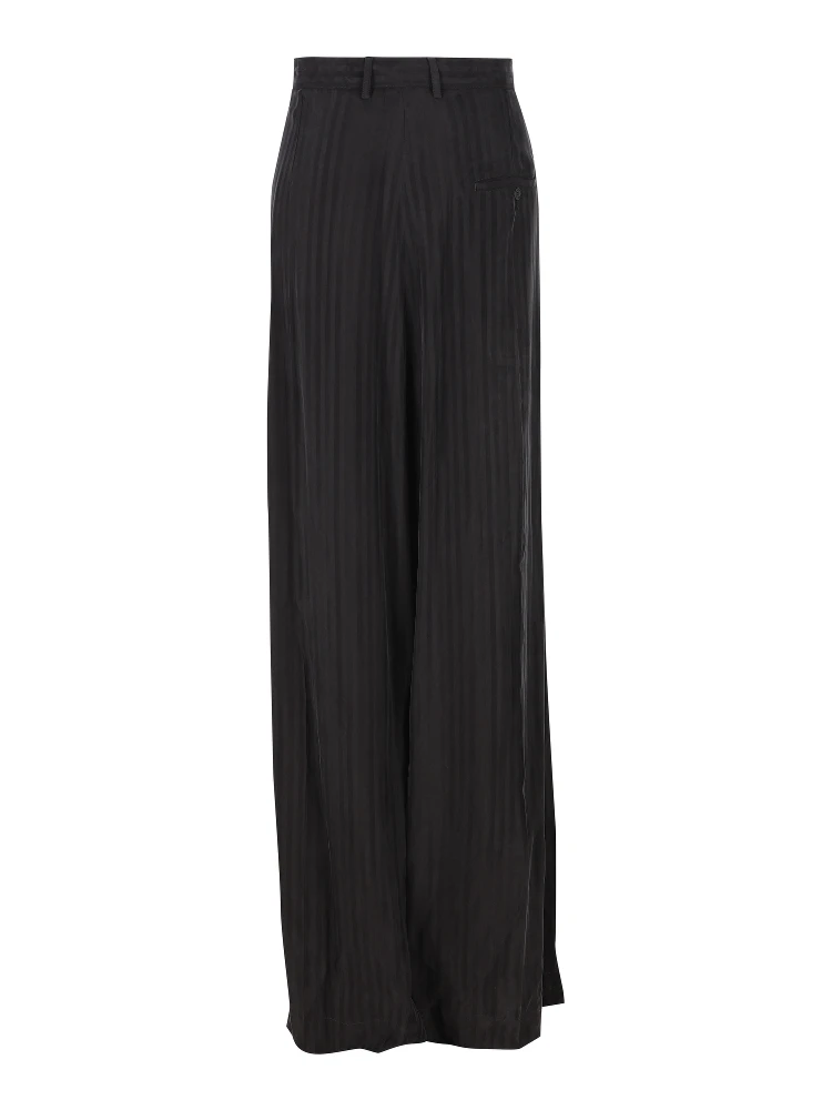 Striped Satin-jacquard Wide-leg Pants In Black alternative