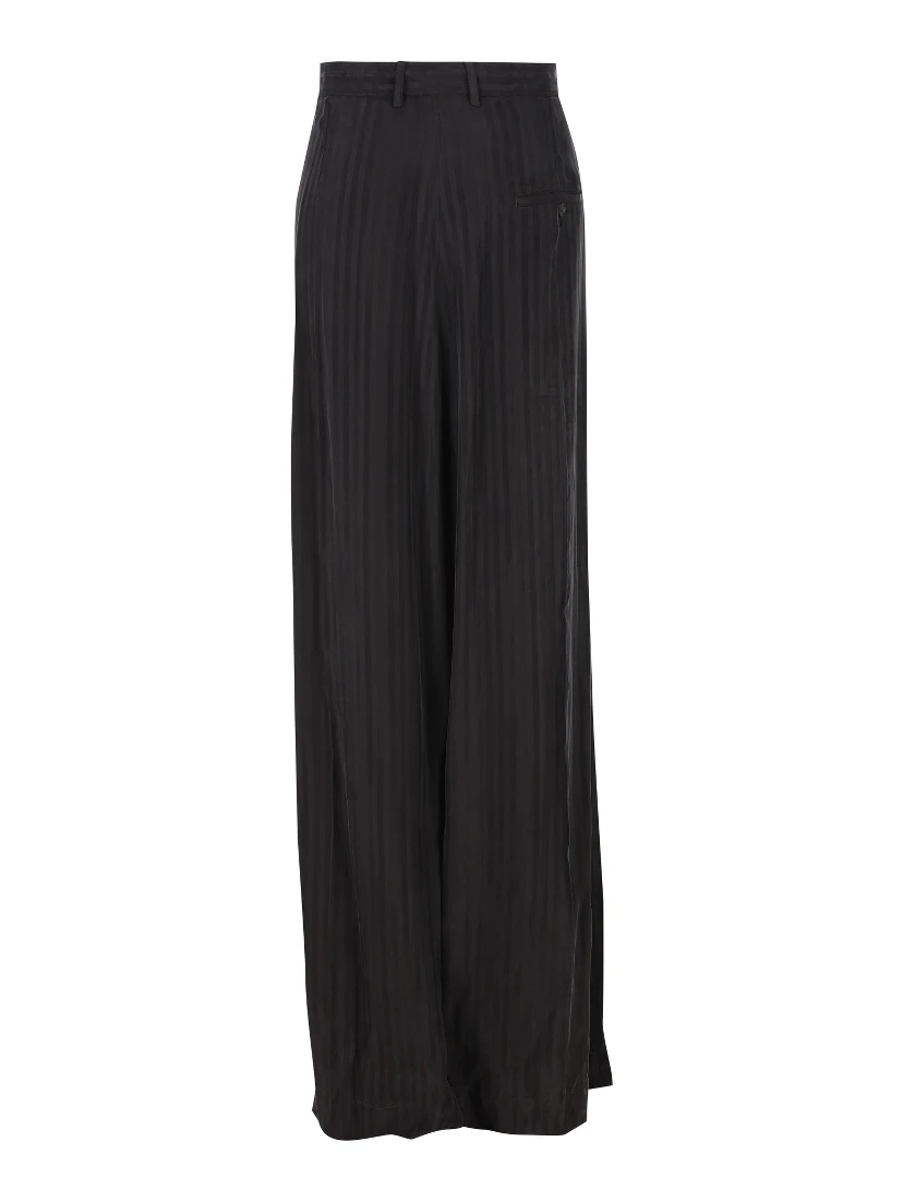 Striped Satin-jacquard Wide-leg Pants In Black