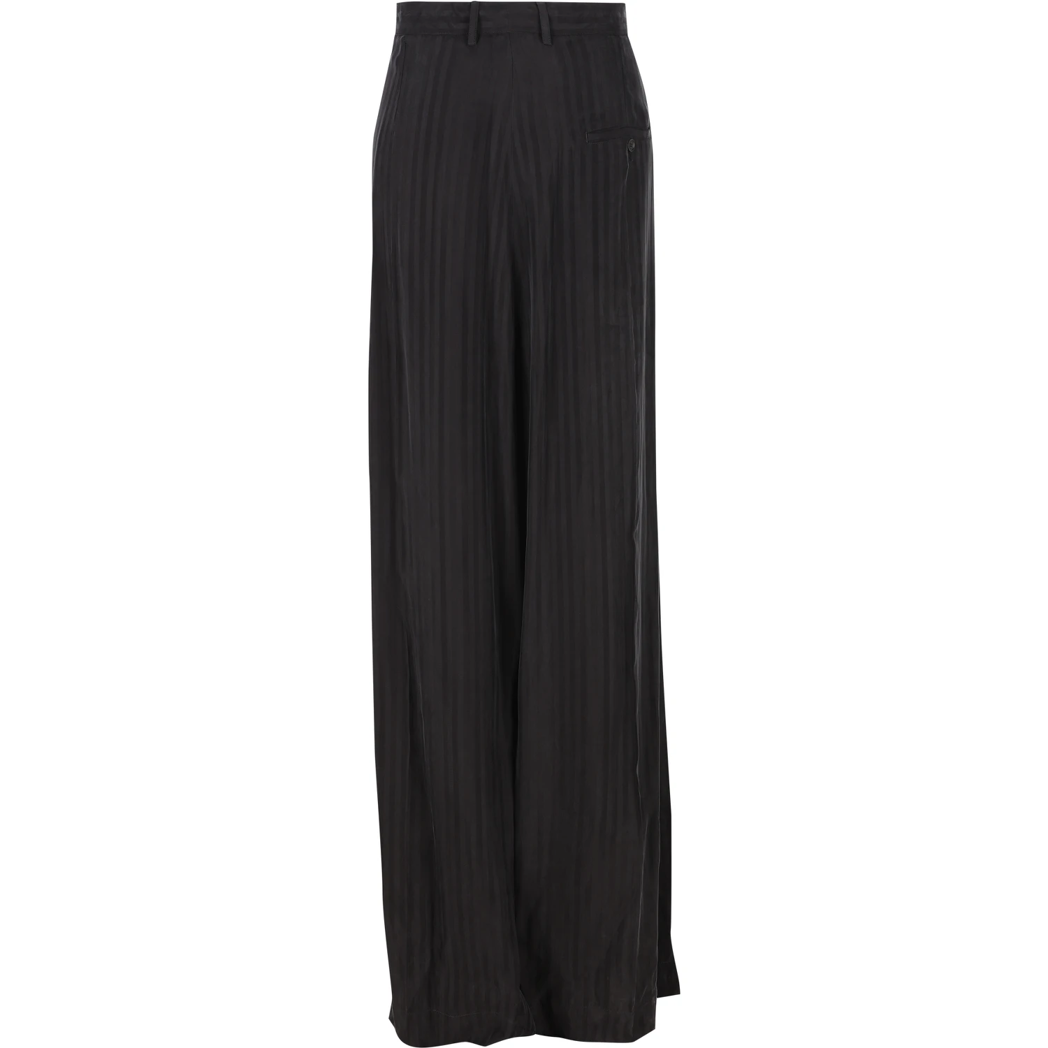 Striped Satin-jacquard Wide-leg Pants In Black