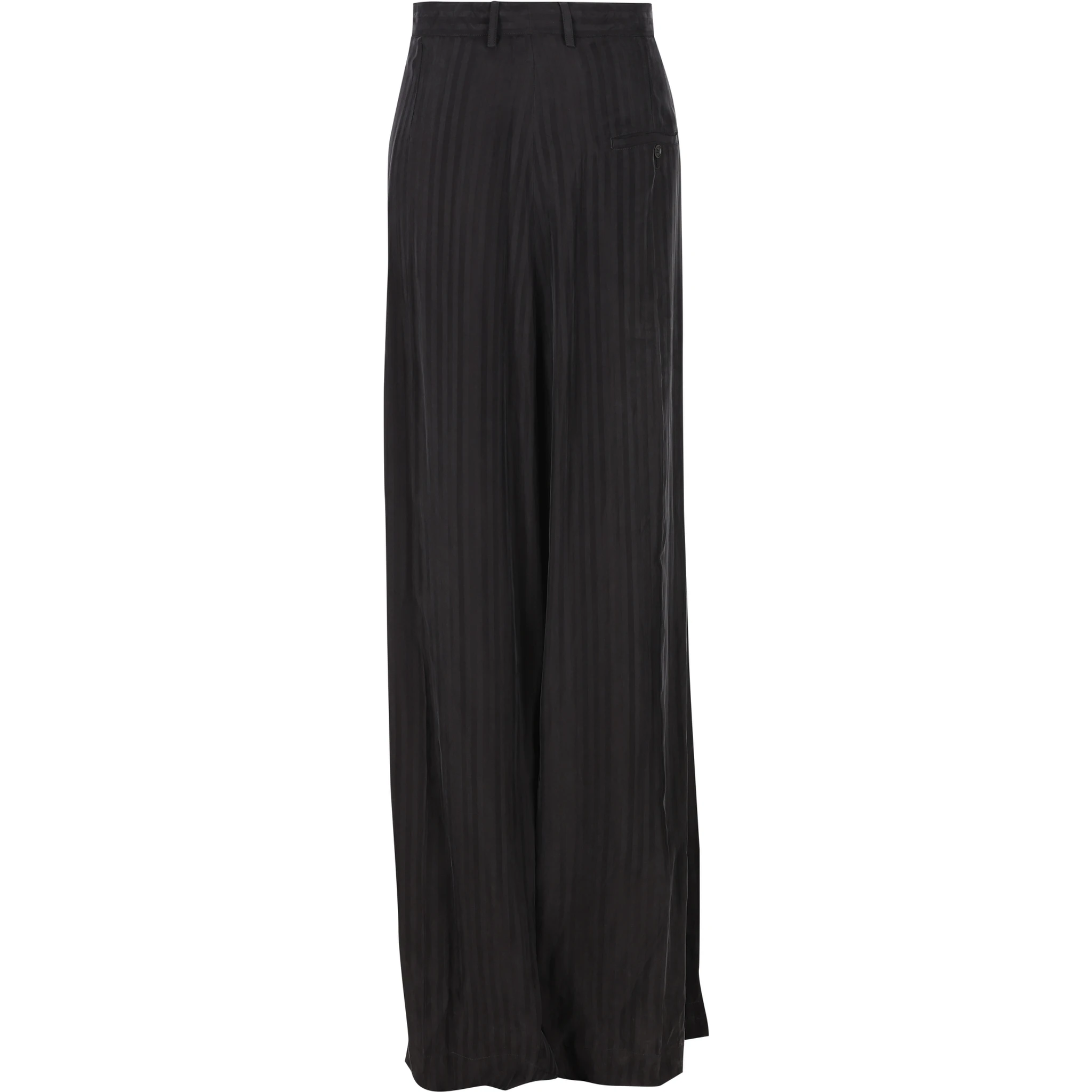 Striped Satin-jacquard Wide-leg Pants In Black