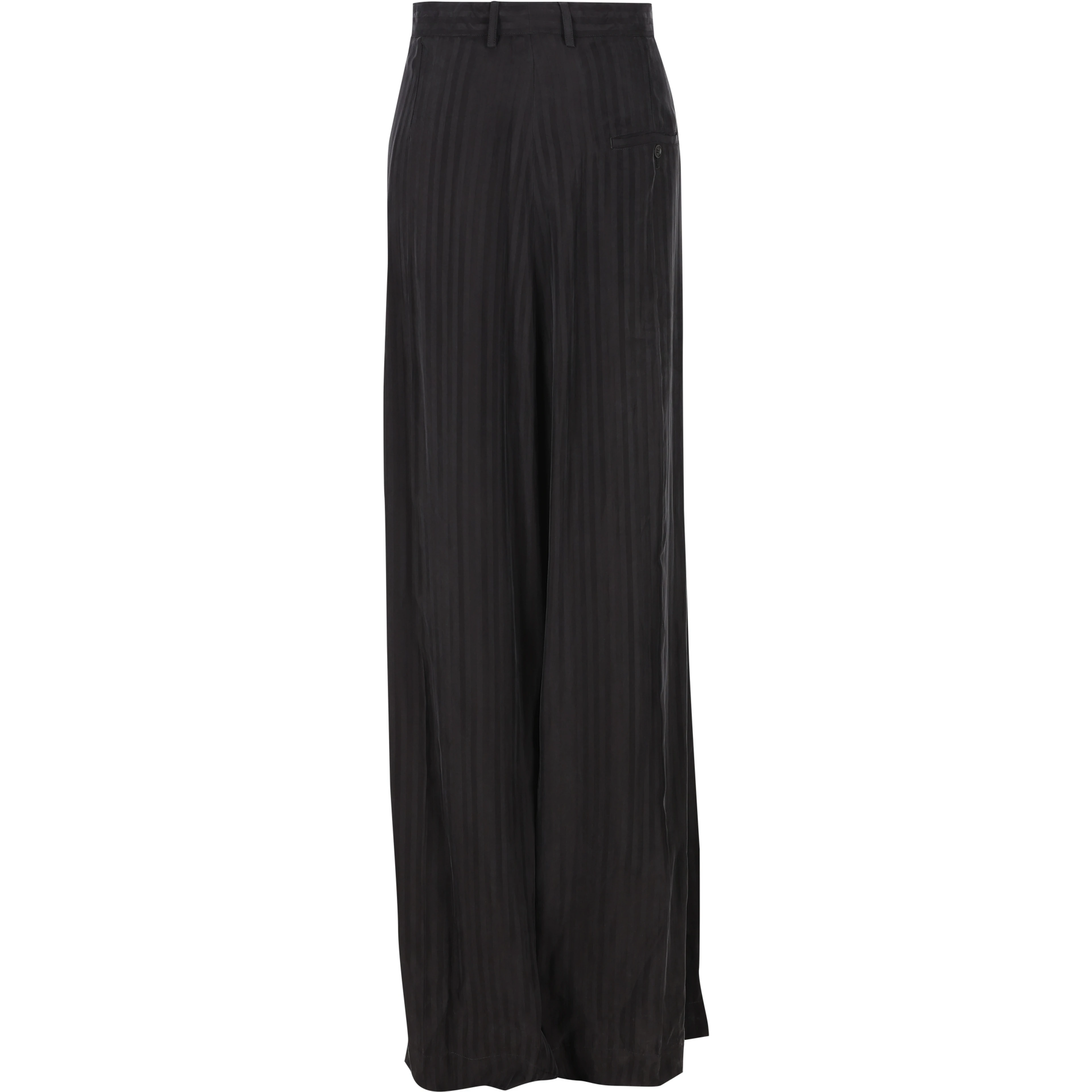 Striped Satin-jacquard Wide-leg Pants In Black