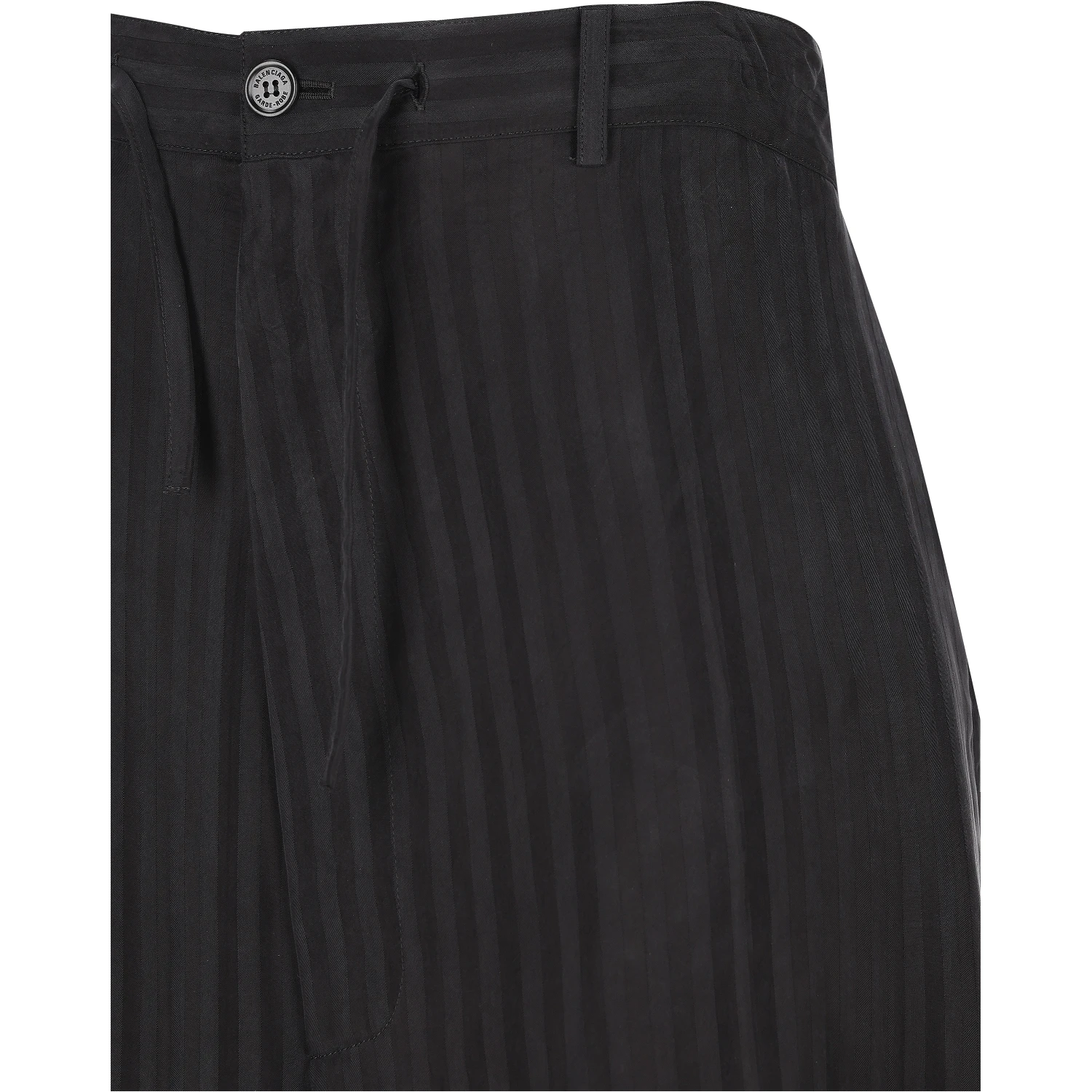 Striped Satin-jacquard Wide-leg Pants In Black