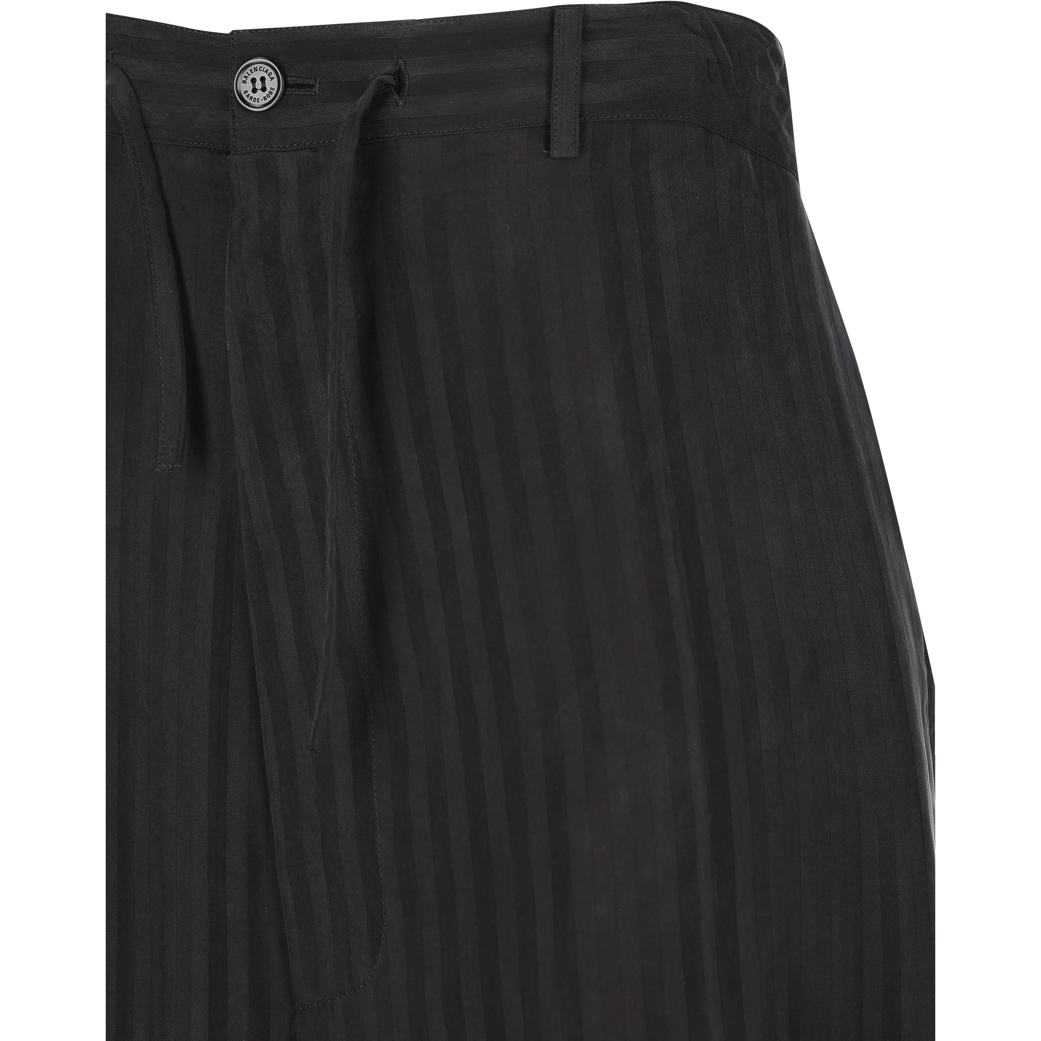 Striped Satin-jacquard Wide-leg Pants In Black