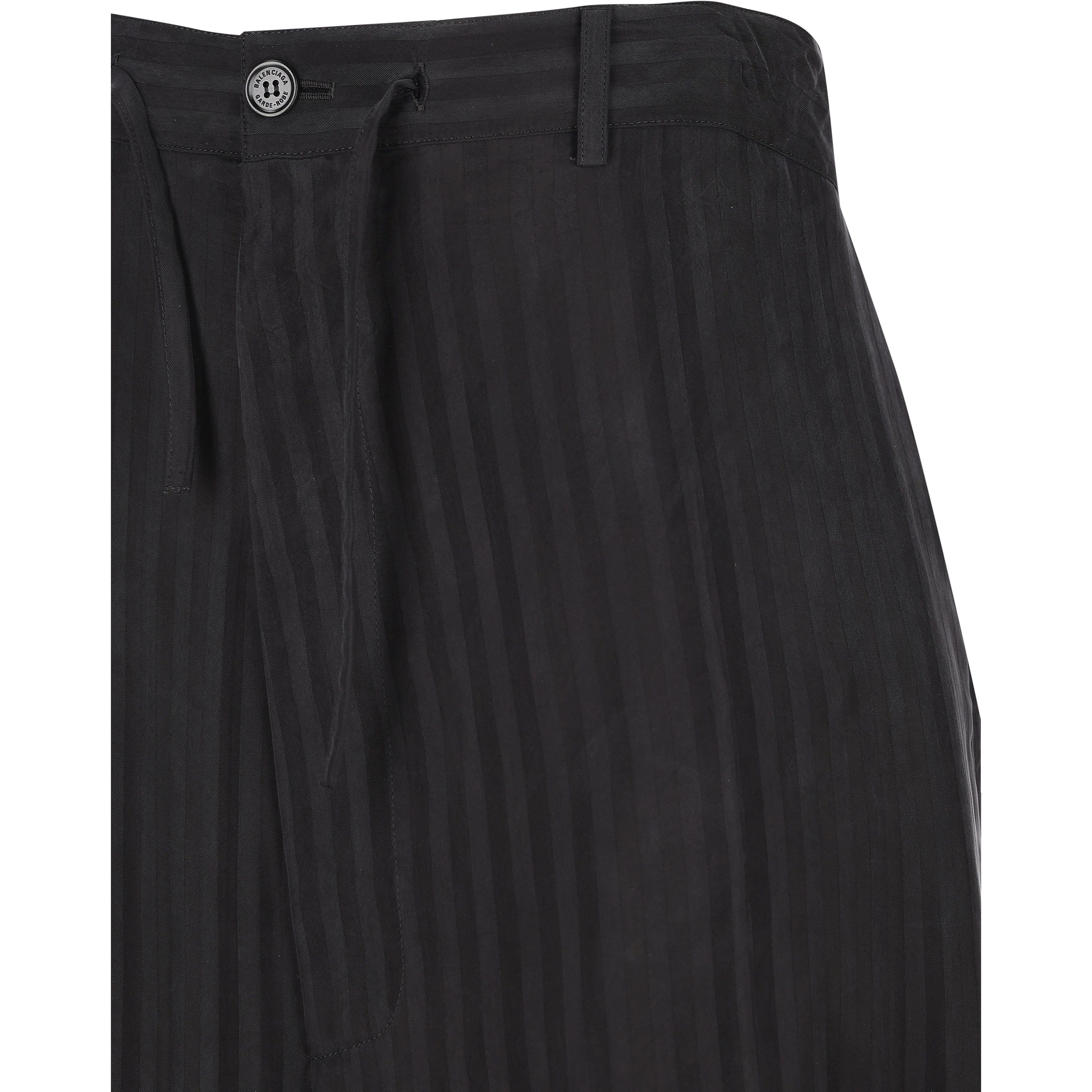Striped Satin-jacquard Wide-leg Pants In Black