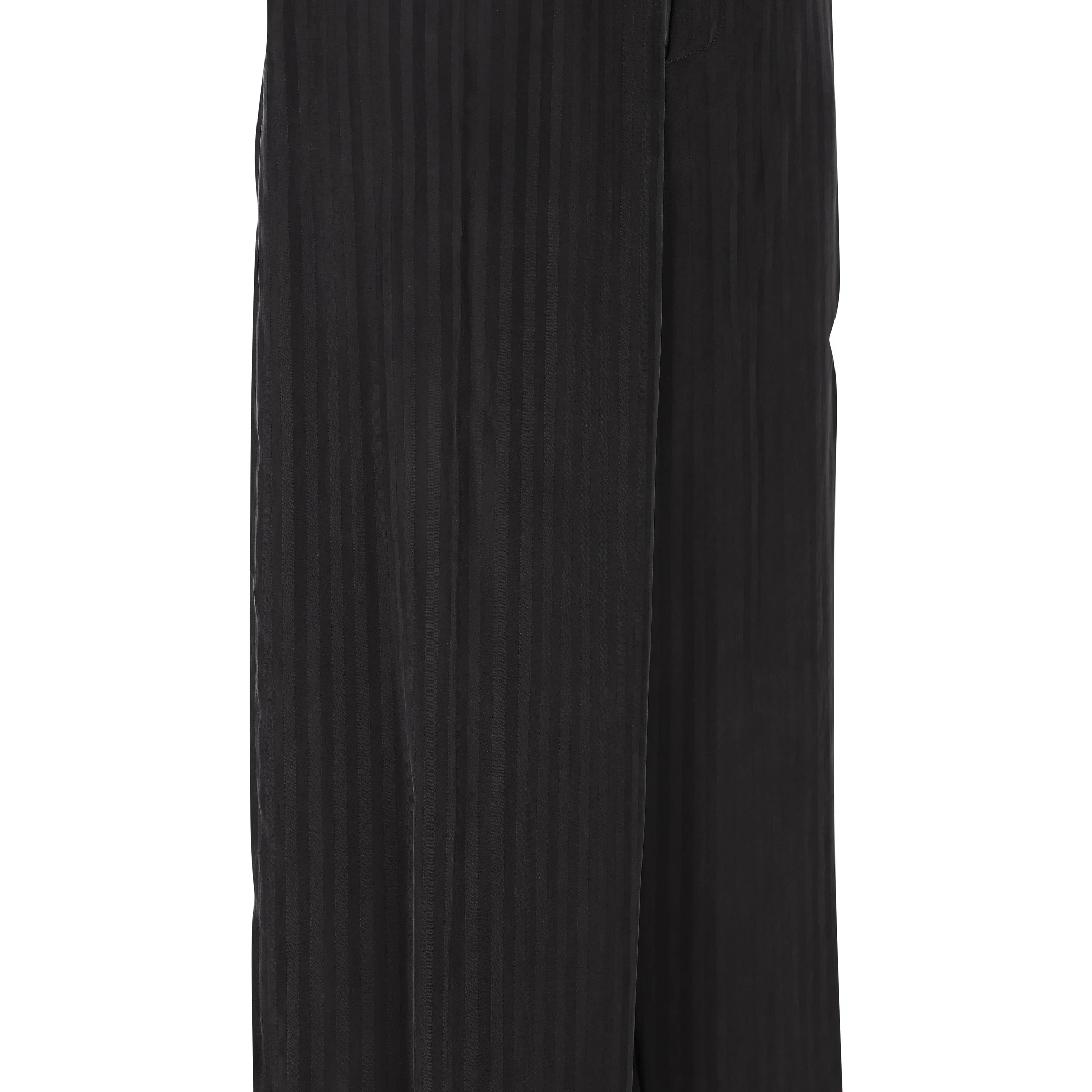 Striped Satin-jacquard Wide-leg Pants In Black