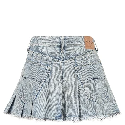 Pleated denim mini skirt