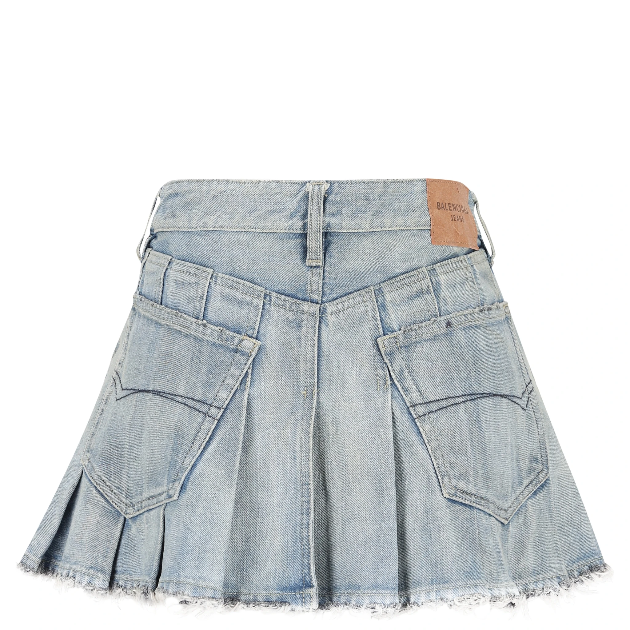 Pleated denim mini skirt