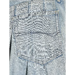 Pleated denim mini skirt