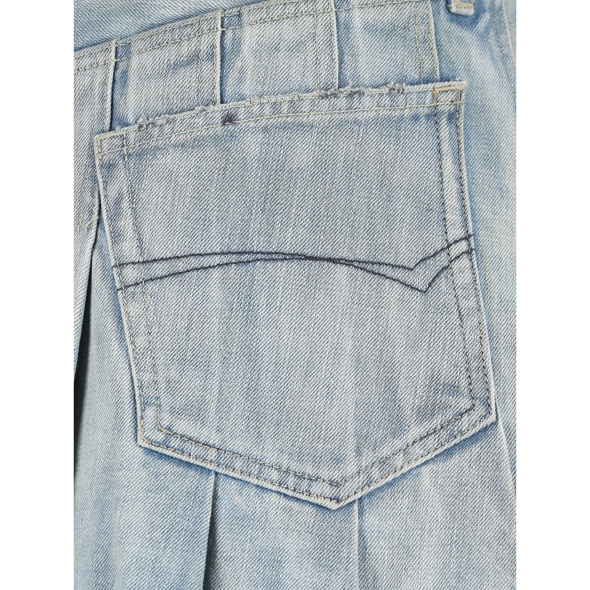 Pleated denim mini skirt
