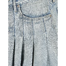 Pleated denim mini skirt