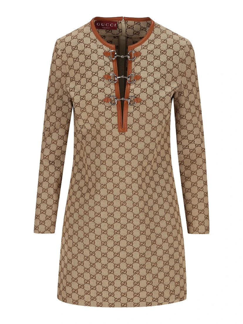 GG-canvas Horsebit-detail mini dress