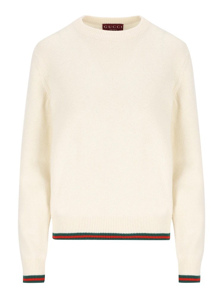 Web-stripe trim sweater