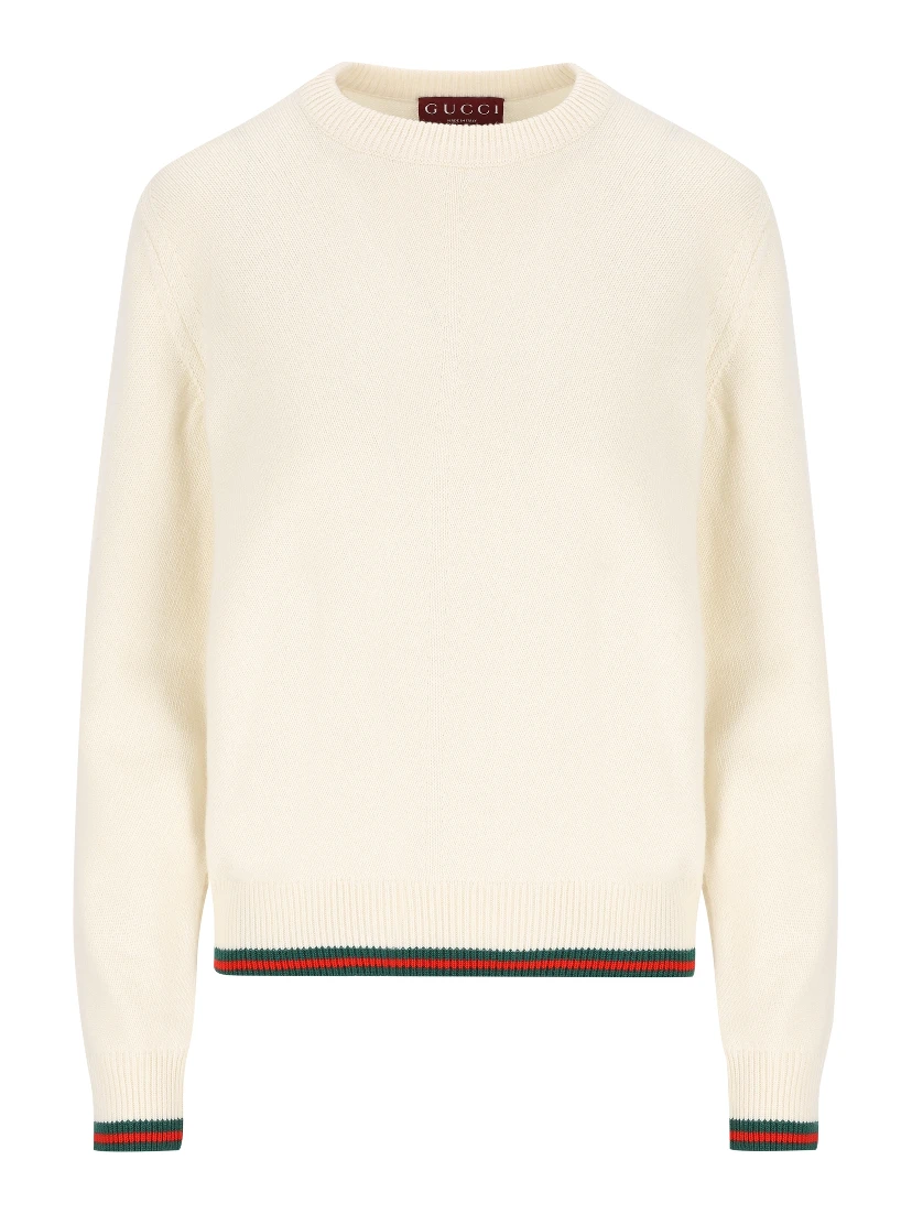 Web-stripe trim sweater