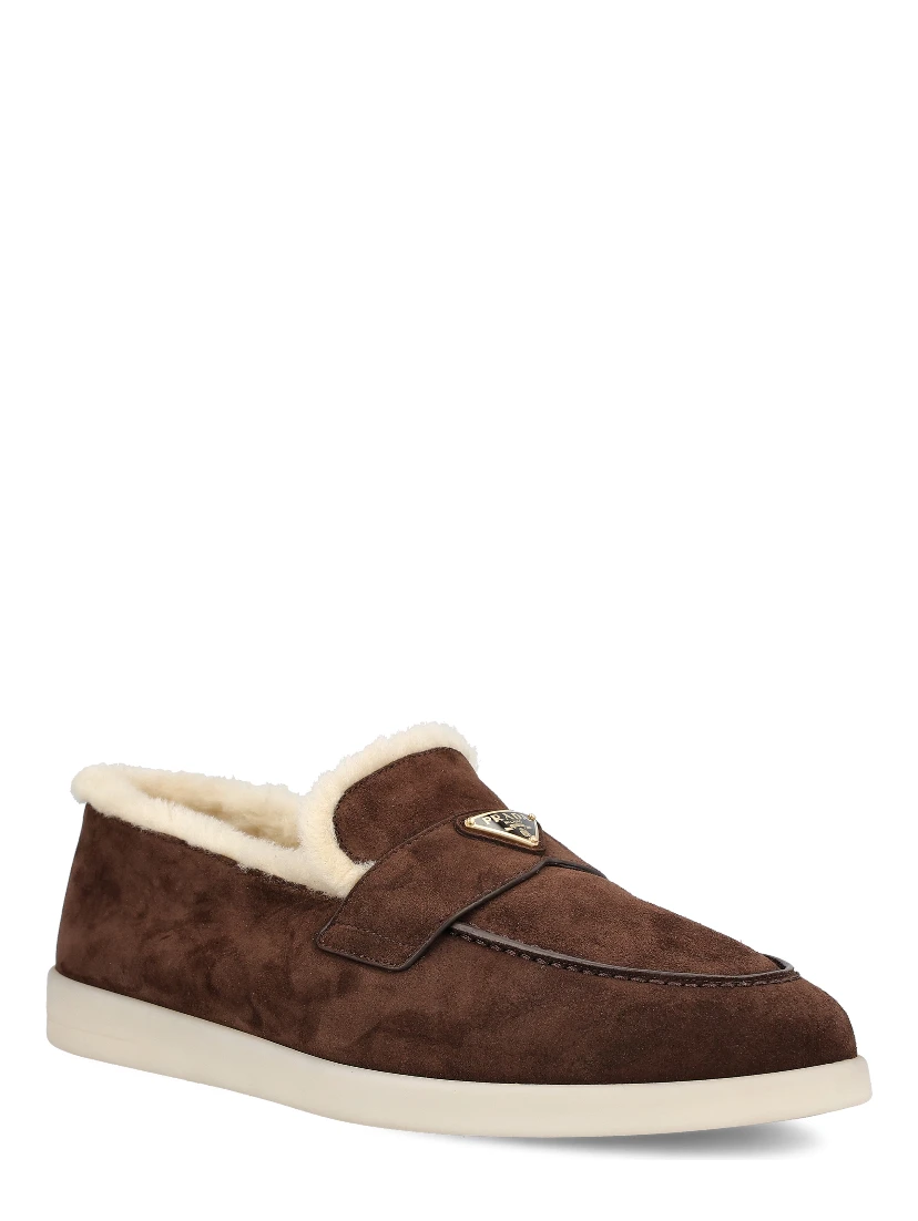 حذاء برادا مسطح بني