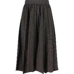 Denim And Black Hybrid Pleated Skirt
