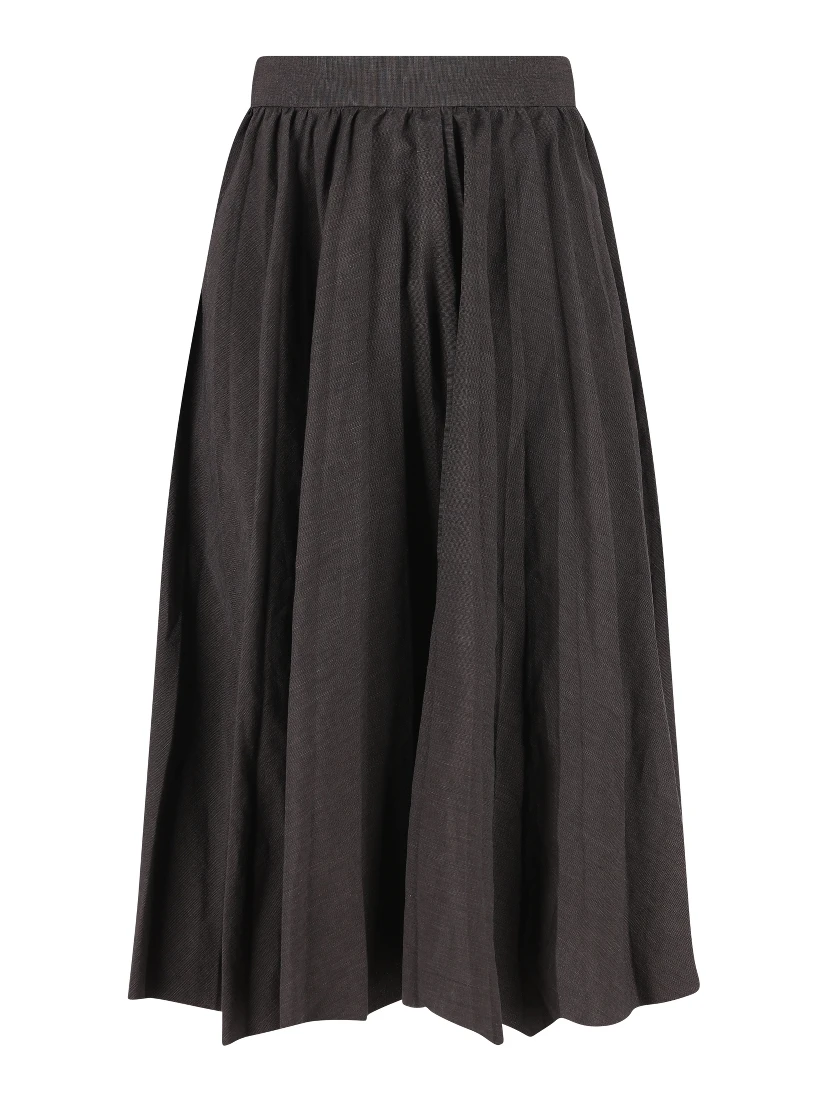 Denim And Black Hybrid Pleated Skirt