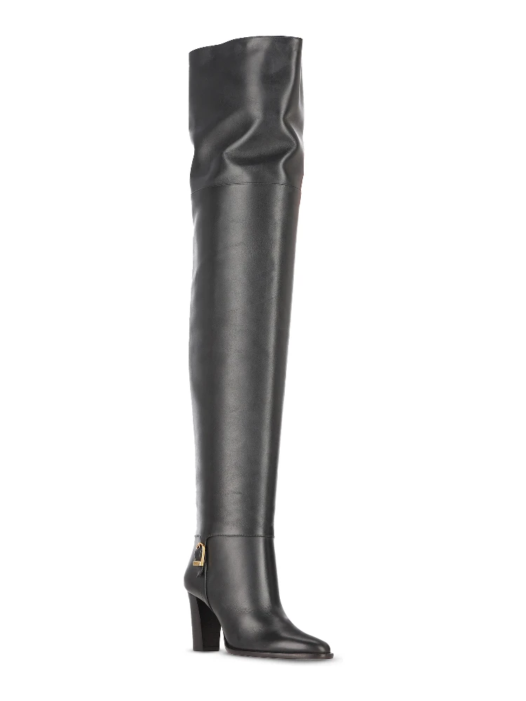 85mm Julia leather buckle-fastening thigh-high boots alternative