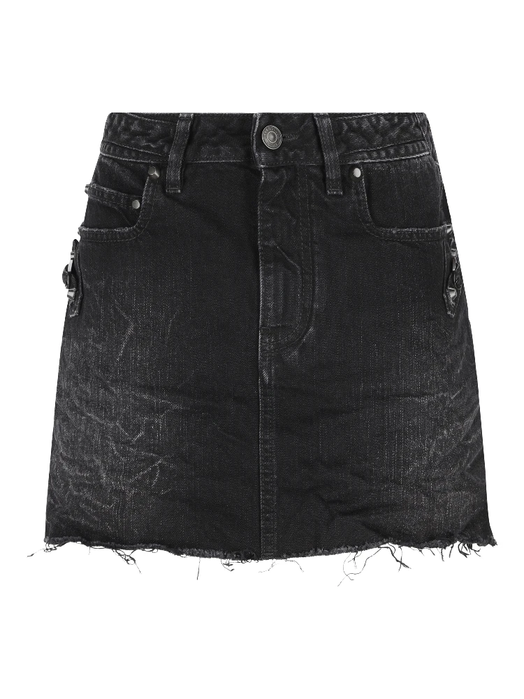 frayed denim skirt
