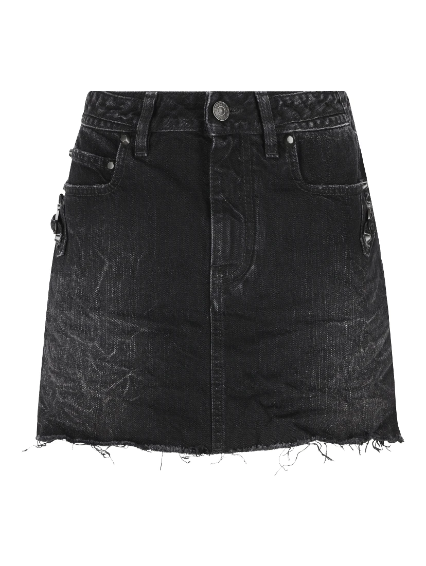 frayed denim skirt