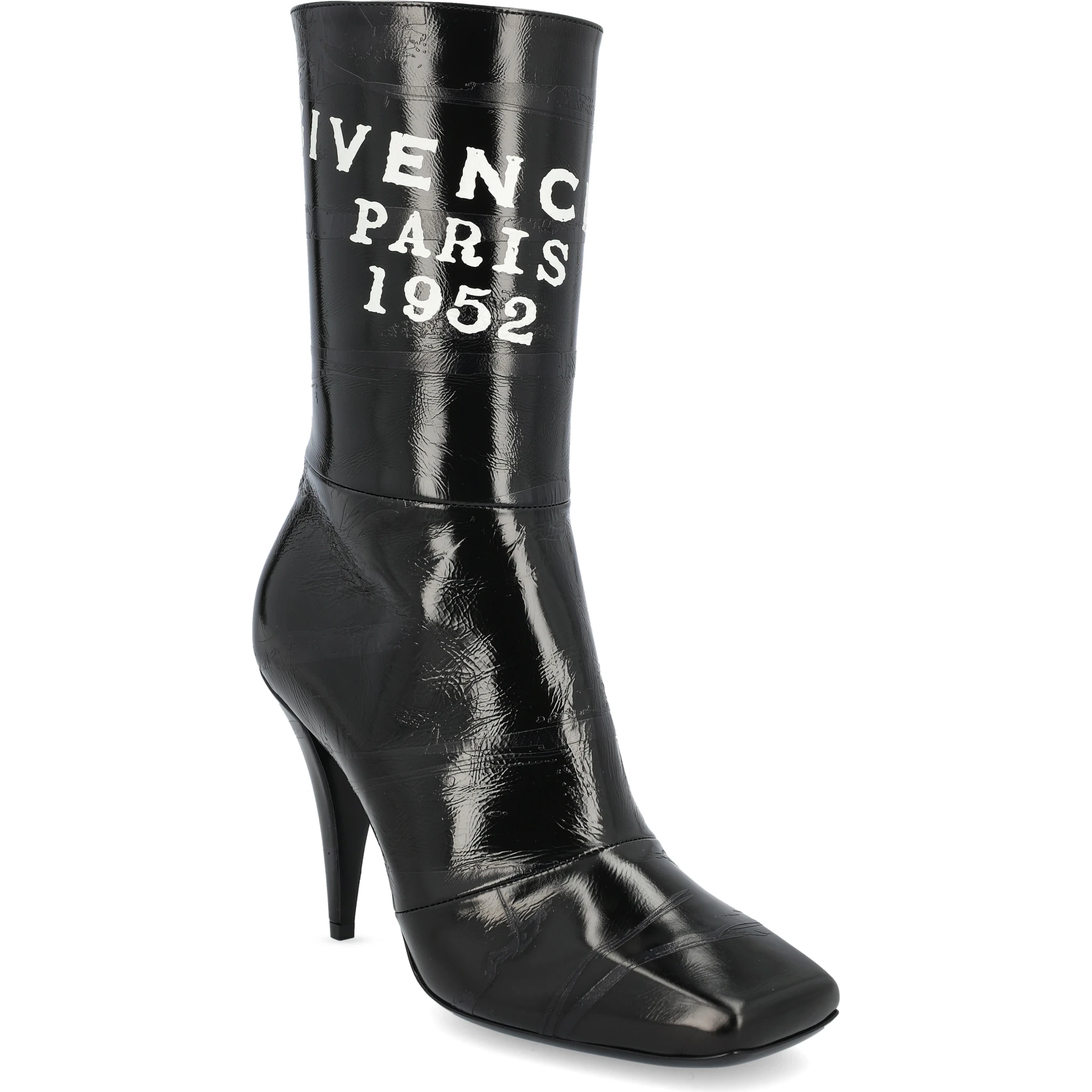 logo-print leather boots