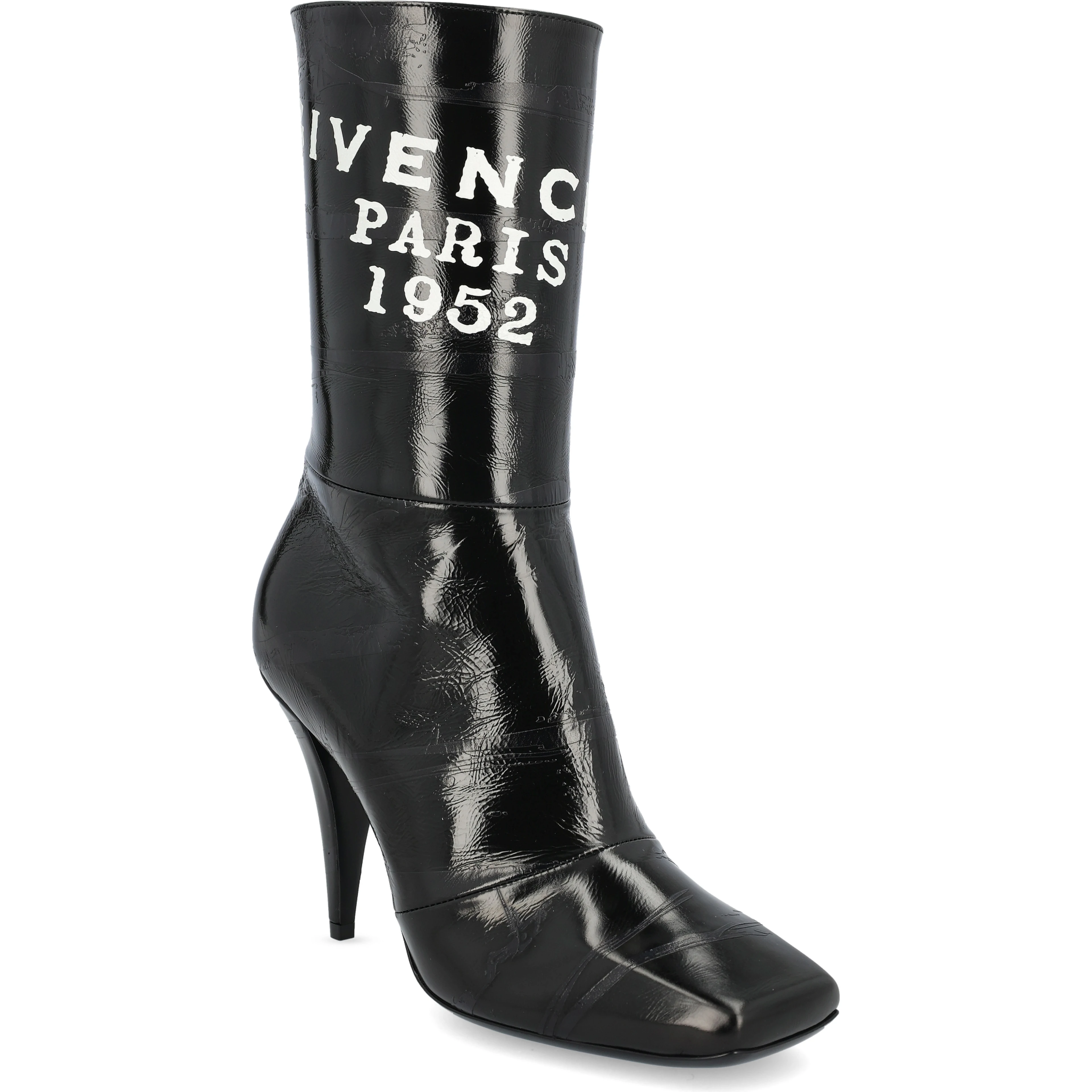 logo-print leather boots