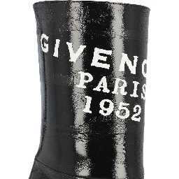 logo-print leather boots