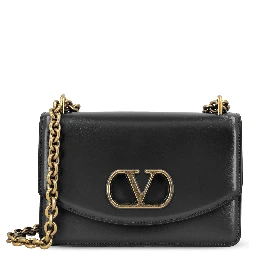 Vain shoulder bag in shiny calfskin with metallic VLogo Signature detail