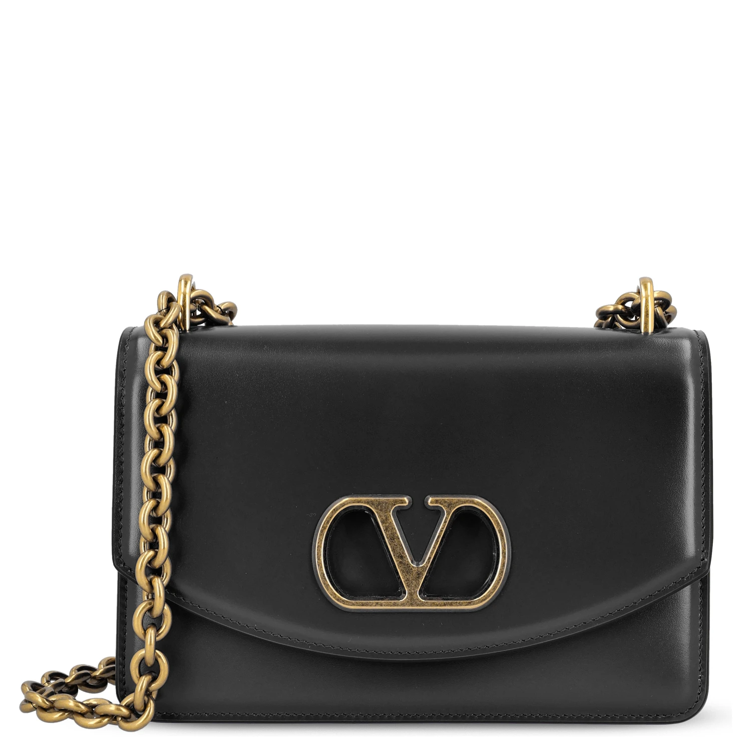 Vain shoulder bag in shiny calfskin with metallic VLogo Signature detail