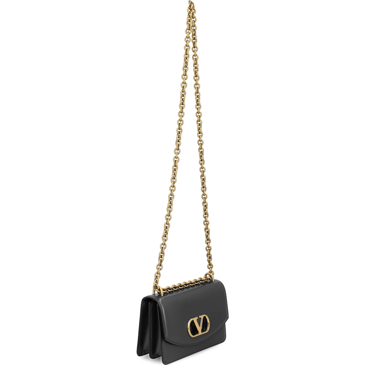 Vain shoulder bag in shiny calfskin with metallic VLogo Signature detail