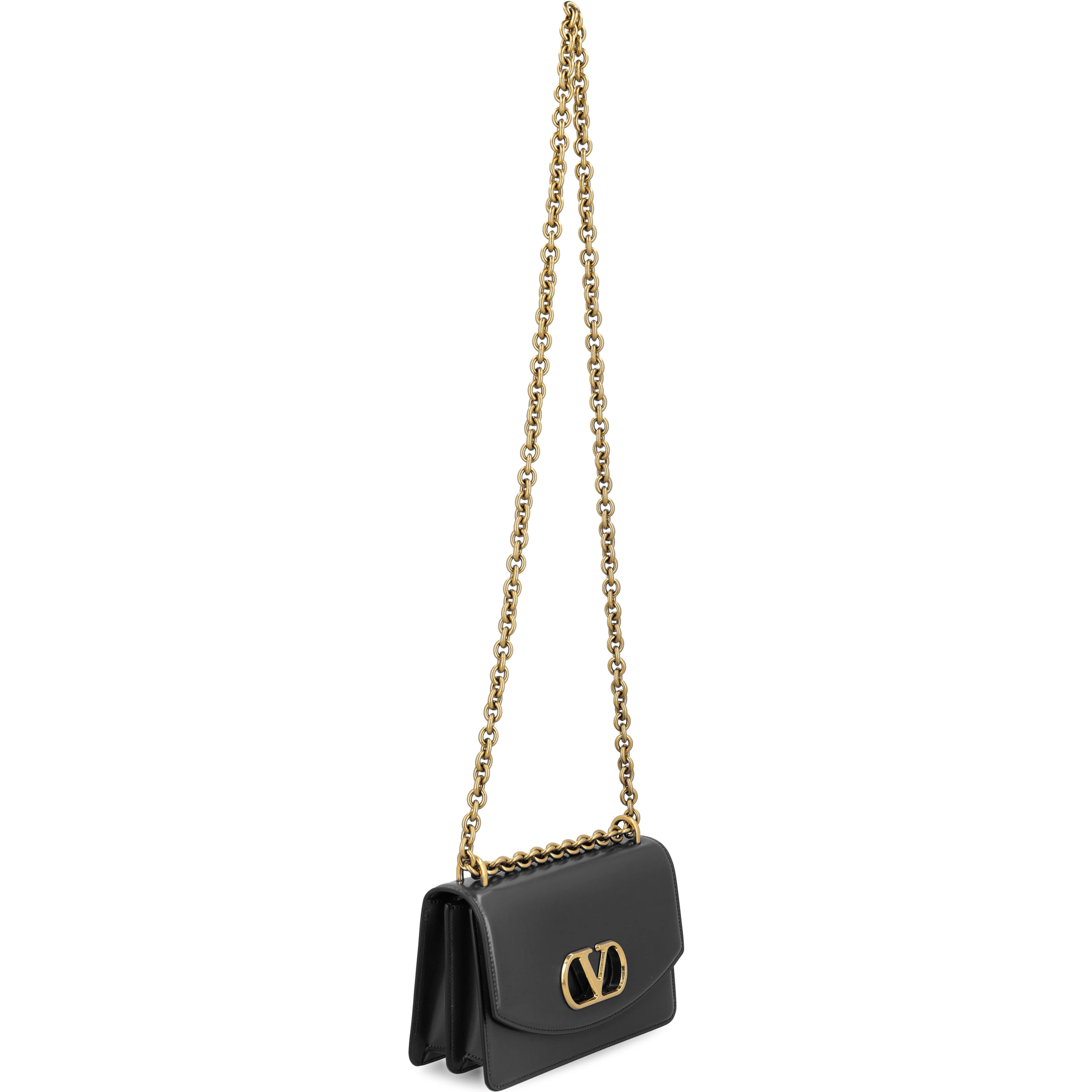 Vain shoulder bag in shiny calfskin with metallic VLogo Signature detail