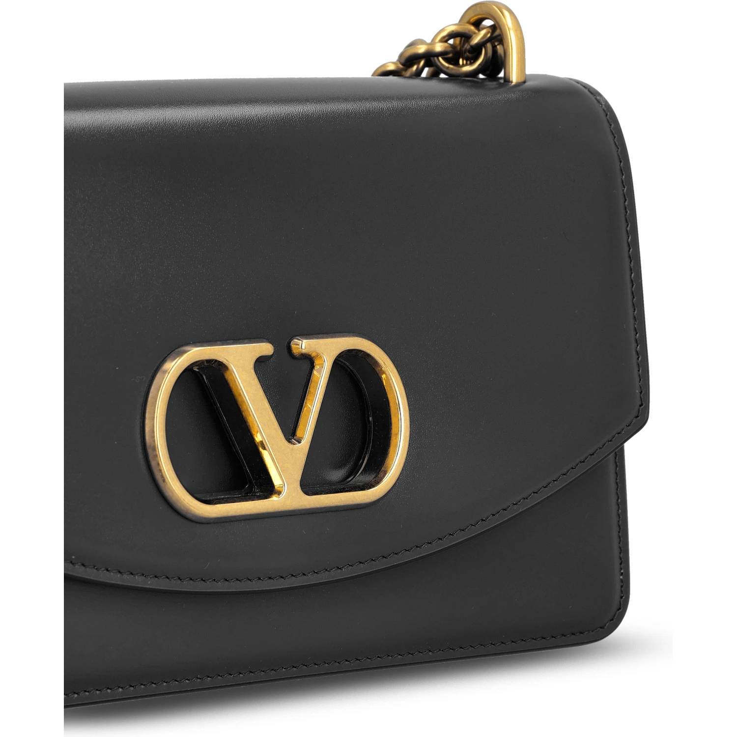 Vain shoulder bag in shiny calfskin with metallic VLogo Signature detail