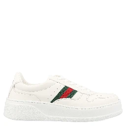 حذاء رياضي ضخم من الجلد الأبيض